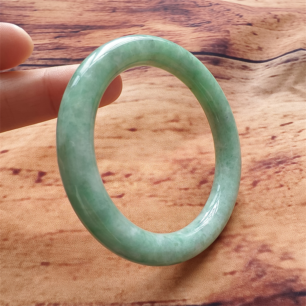 Natural Certificated Type A Untreated 59mm Green Watery Burmese Jadeite Round Band Bangle,Green Bracelet Burma Jadeite Loose Bangles