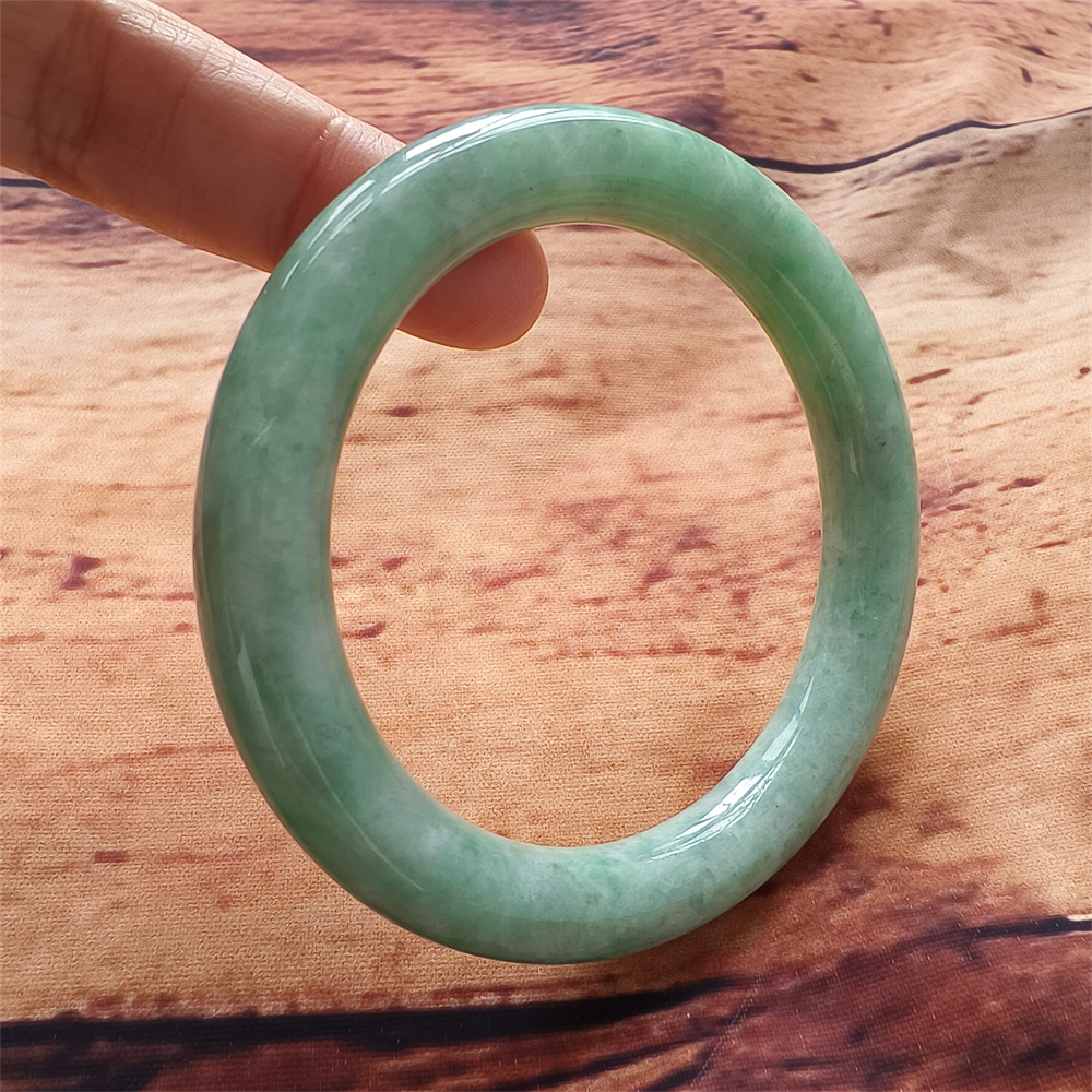 Natural Certificated Type A Untreated 59mm Green Watery Burmese Jadeite Round Band Bangle,Green Bracelet Burma Jadeite Loose Bangles