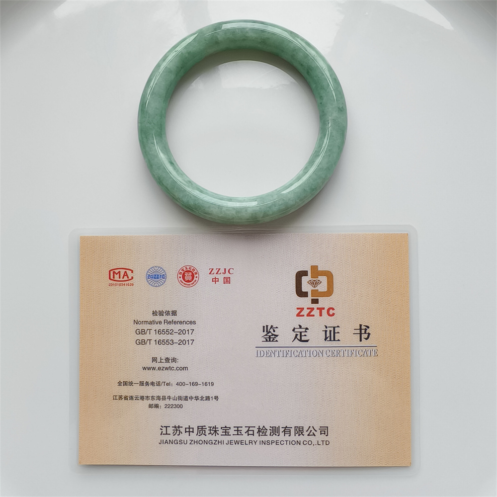 Natural Certificated Type A Untreated 59mm Green Watery Burmese Jadeite Round Band Bangle,Green Bracelet Burma Jadeite Loose Bangles