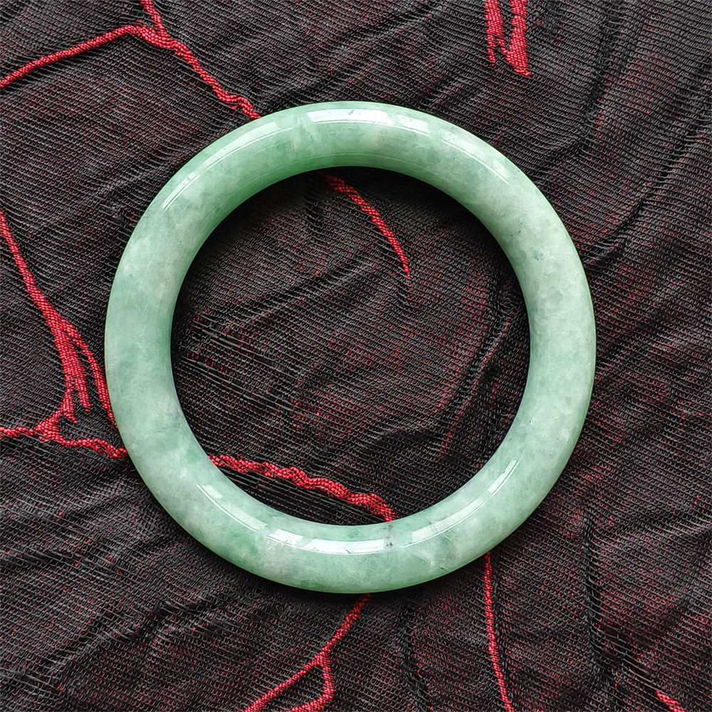 Natural Certificated Type A Untreated 59mm Green Watery Burmese Jadeite Round Band Bangle,Green Bracelet Burma Jadeite Loose Bangles