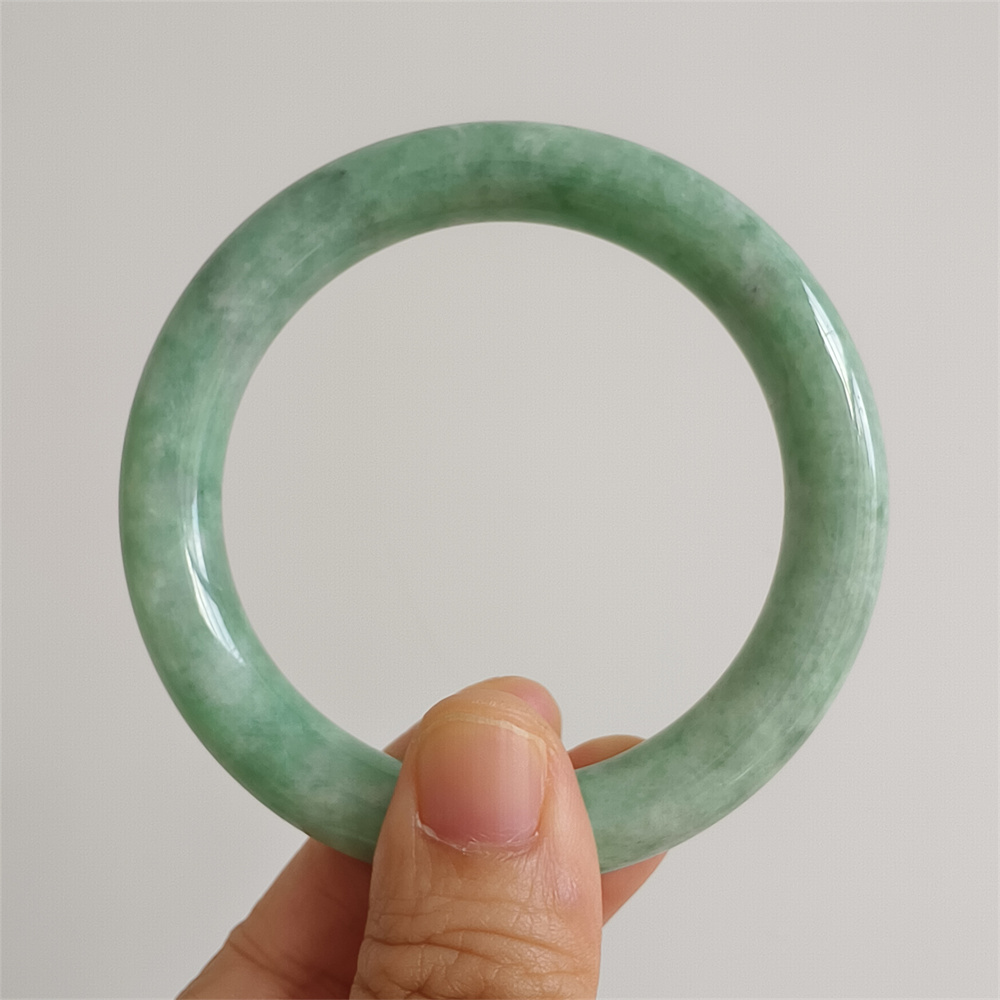 Natural Certificated Type A Untreated 59mm Green Watery Burmese Jadeite Round Band Bangle,Green Bracelet Burma Jadeite Loose Bangles