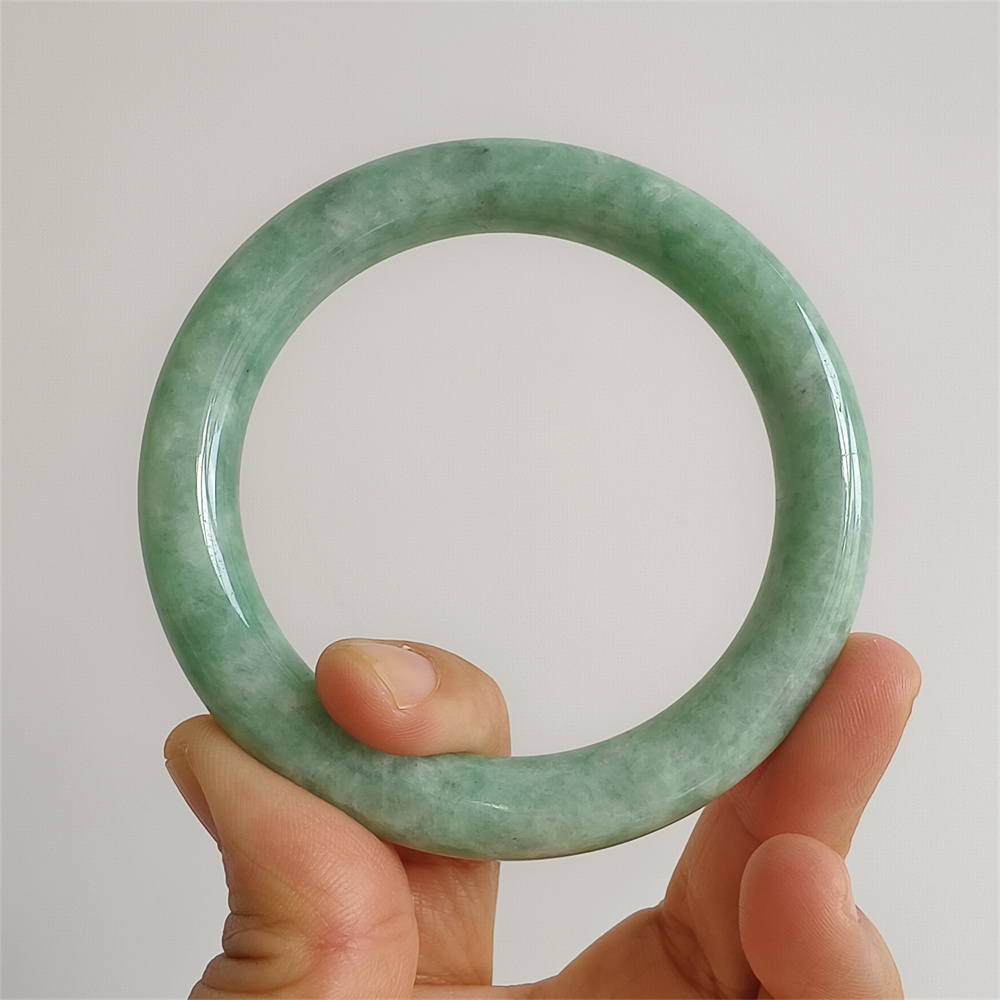 Natural Certificated Type A Untreated 59mm Green Watery Burmese Jadeite Round Band Bangle,Green Bracelet Burma Jadeite Loose Bangles