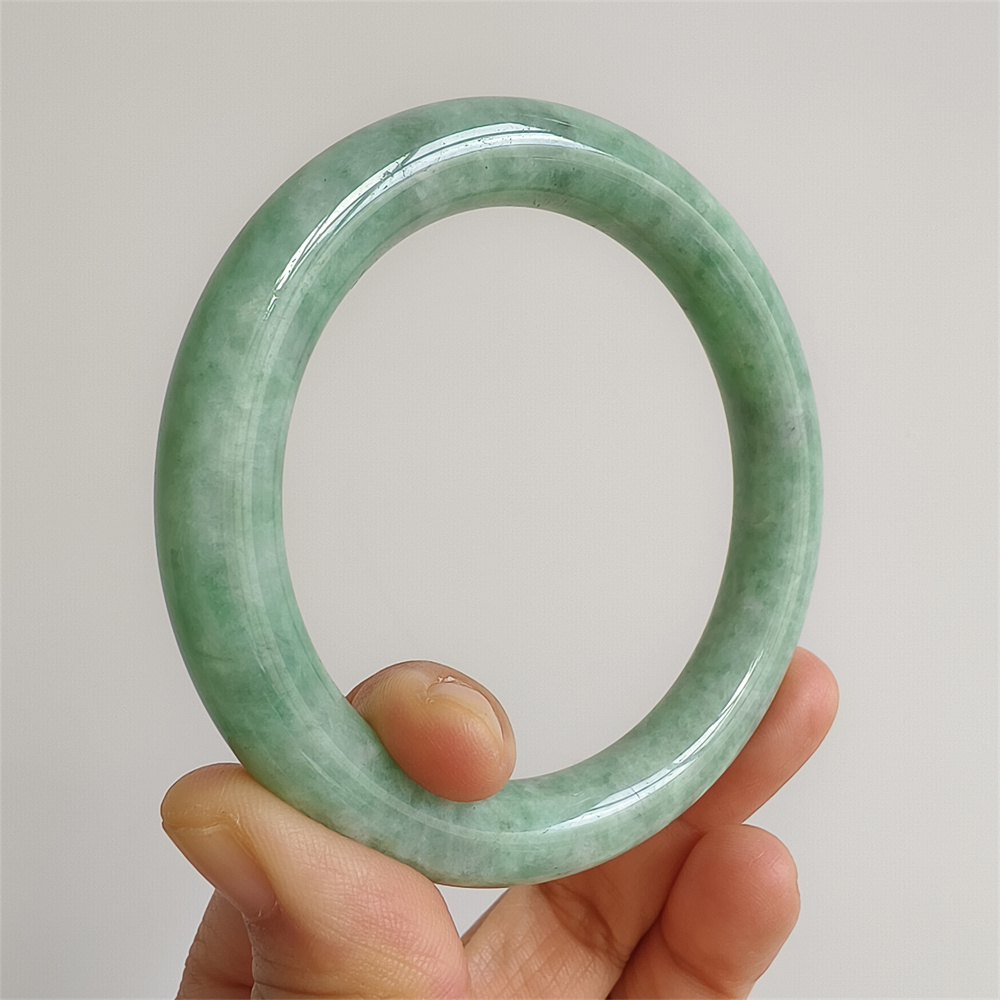 Natural Certificated Type A Untreated 59mm Green Watery Burmese Jadeite Round Band Bangle,Green Bracelet Burma Jadeite Loose Bangles