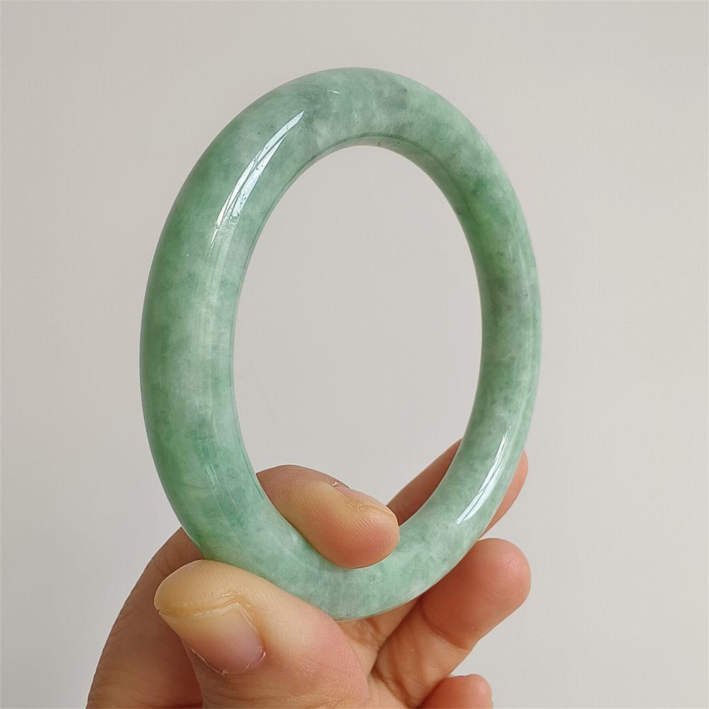 Natural Certificated Type A Untreated 59mm Green Watery Burmese Jadeite Round Band Bangle,Green Bracelet Burma Jadeite Loose Bangles