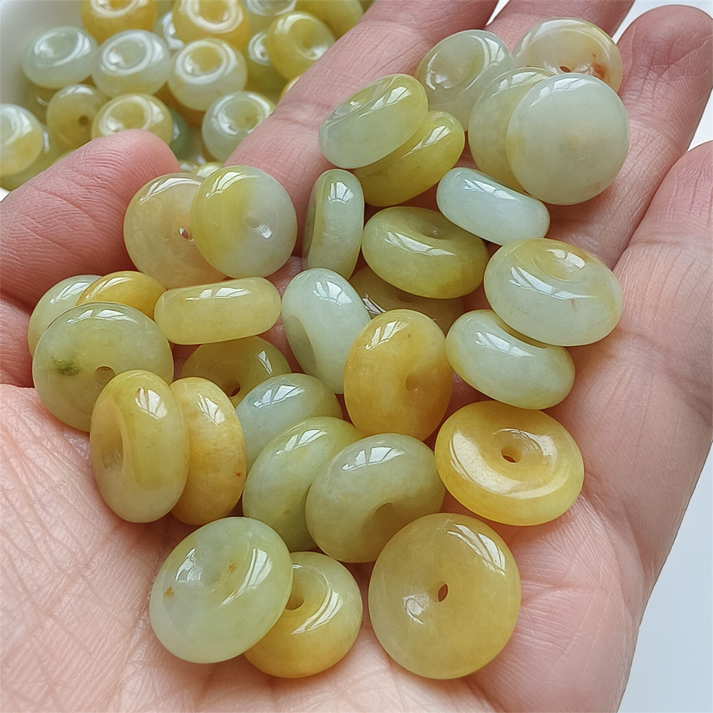 5pcs Natural Certificated Yellow Color Heated 13-15mm Safety Buckle Beads,Coin Beads,Spacer Beads,DIY Jewelry Supplies