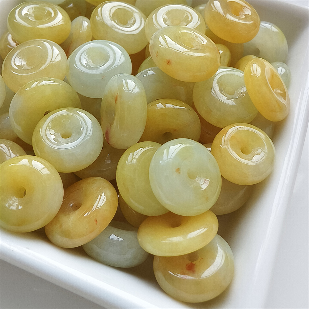 5pcs Natural Certificated Yellow Color Heated 13-15mm Safety Buckle Beads,Coin Beads,Spacer Beads,DIY Jewelry Supplies