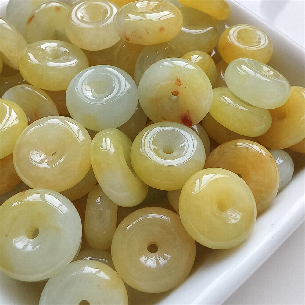 5pcs Natural Certificated Yellow Color Heated 13-15mm Safety Buckle Beads,Coin Beads,Spacer Beads,DIY Jewelry Supplies