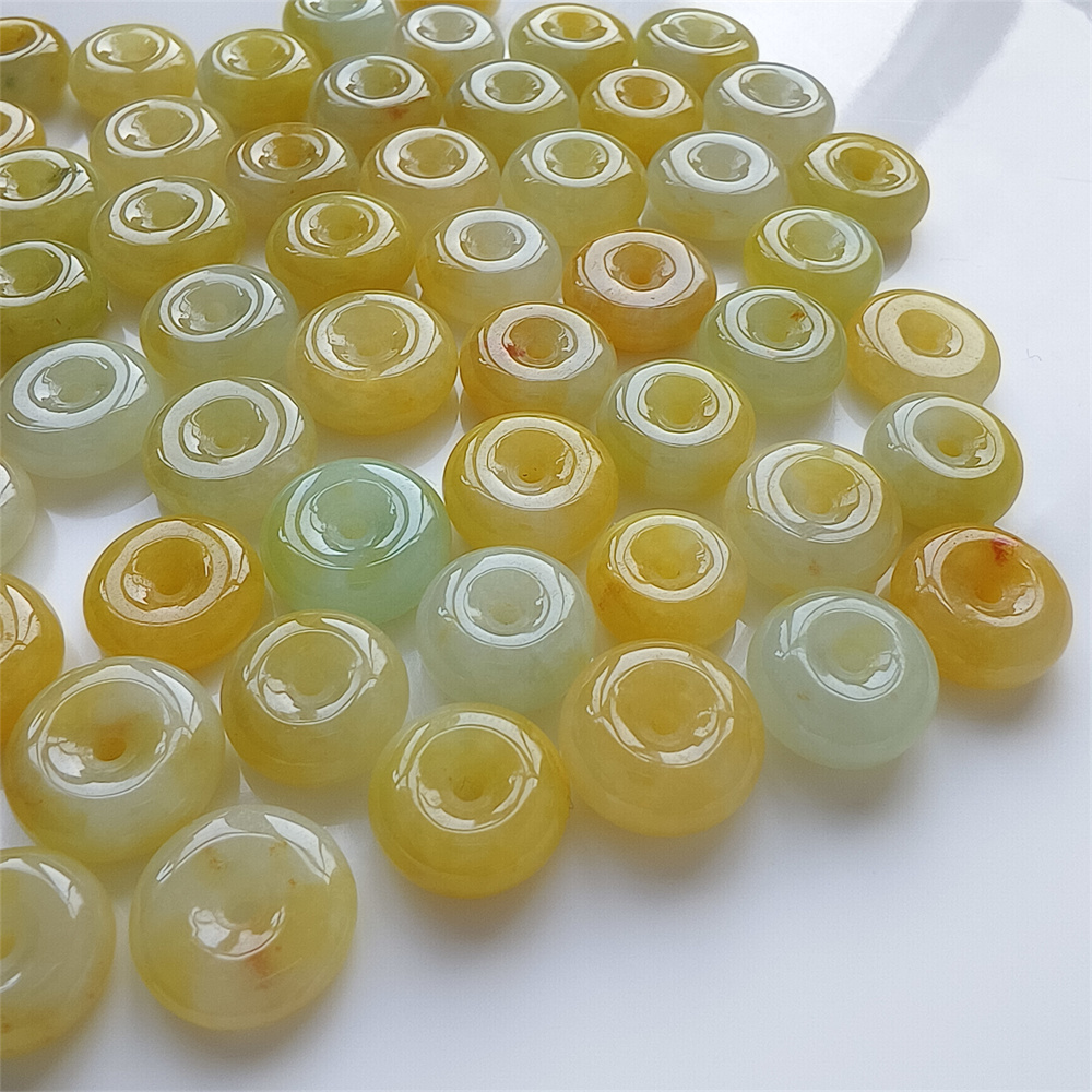 5pcs Natural Certificated Yellow Color Heated 13-15mm Safety Buckle Beads,Coin Beads,Spacer Beads,DIY Jewelry Supplies