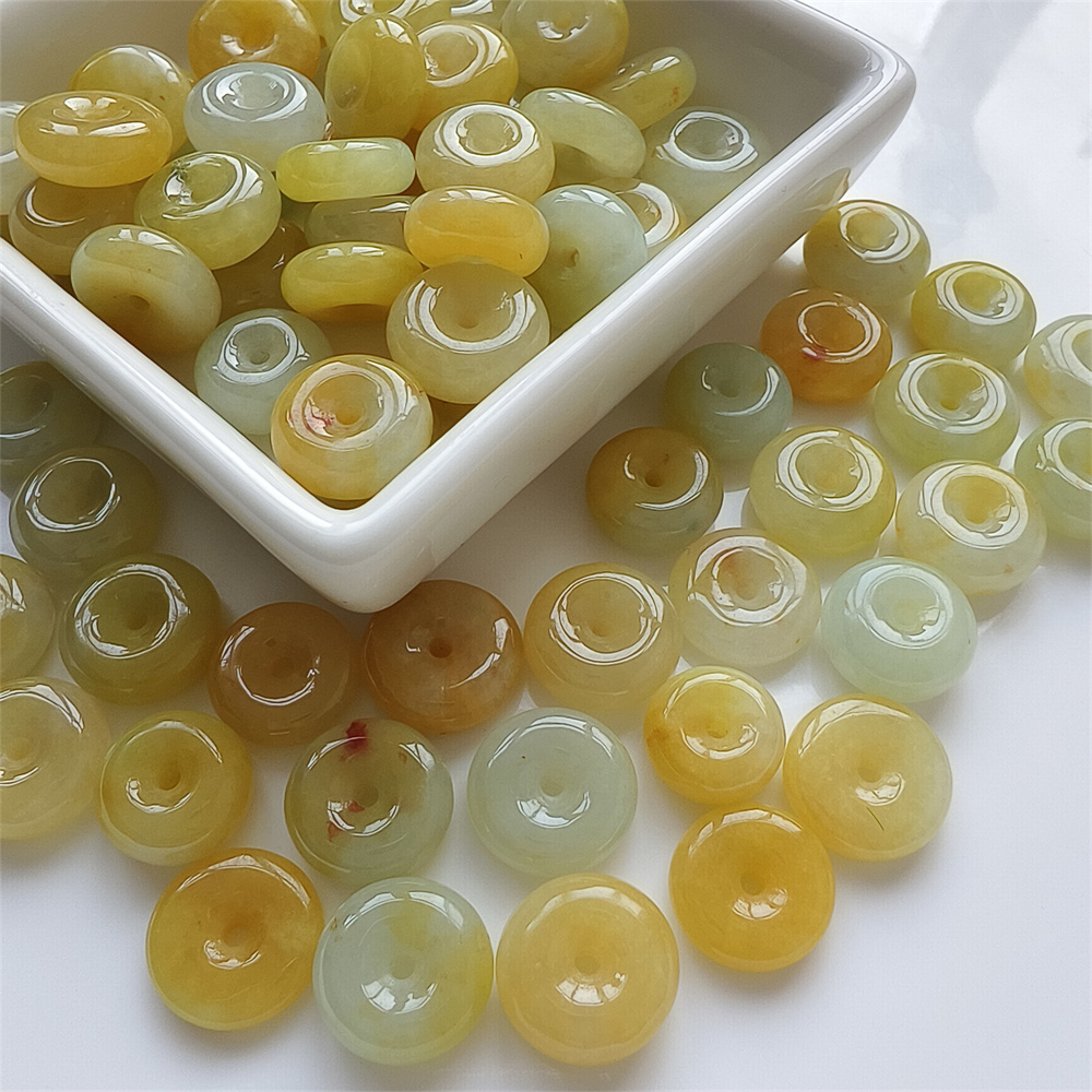 5pcs Natural Certificated Yellow Color Heated 13-15mm Safety Buckle Beads,Coin Beads,Spacer Beads,DIY Jewelry Supplies