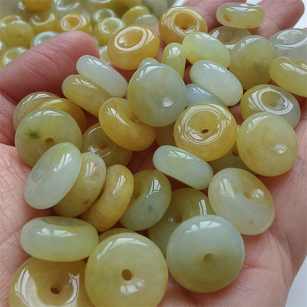 5pcs Natural Certificated Yellow Color Heated 13-15mm Safety Buckle Beads,Coin Beads,Spacer Beads,DIY Jewelry Supplies