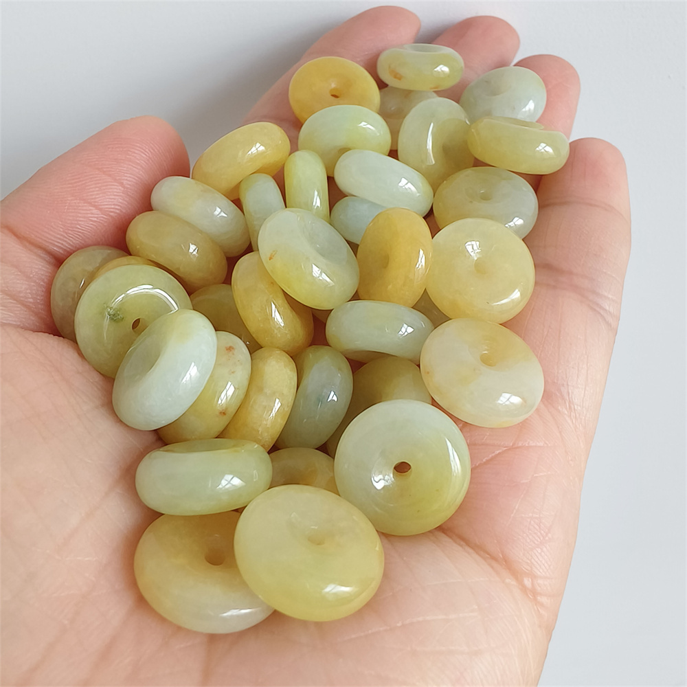 5pcs Natural Certificated Yellow Color Heated 13-15mm Safety Buckle Beads,Coin Beads,Spacer Beads,DIY Jewelry Supplies