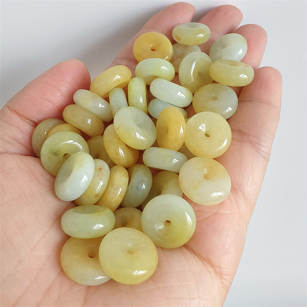 5pcs Natural Certificated Yellow Color Heated 13-15mm Safety Buckle Beads,Coin Beads,Spacer Beads,DIY Jewelry Supplies