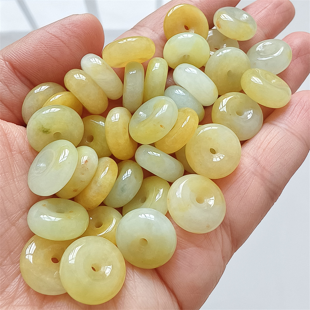 5pcs Natural Certificated Yellow Color Heated 13-15mm Safety Buckle Beads,Coin Beads,Spacer Beads,DIY Jewelry Supplies