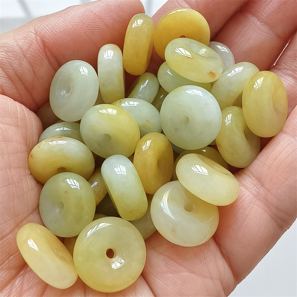 5pcs Natural Certificated Yellow Color Heated 13-15mm Safety Buckle Beads,Coin Beads,Spacer Beads,DIY Jewelry Supplies