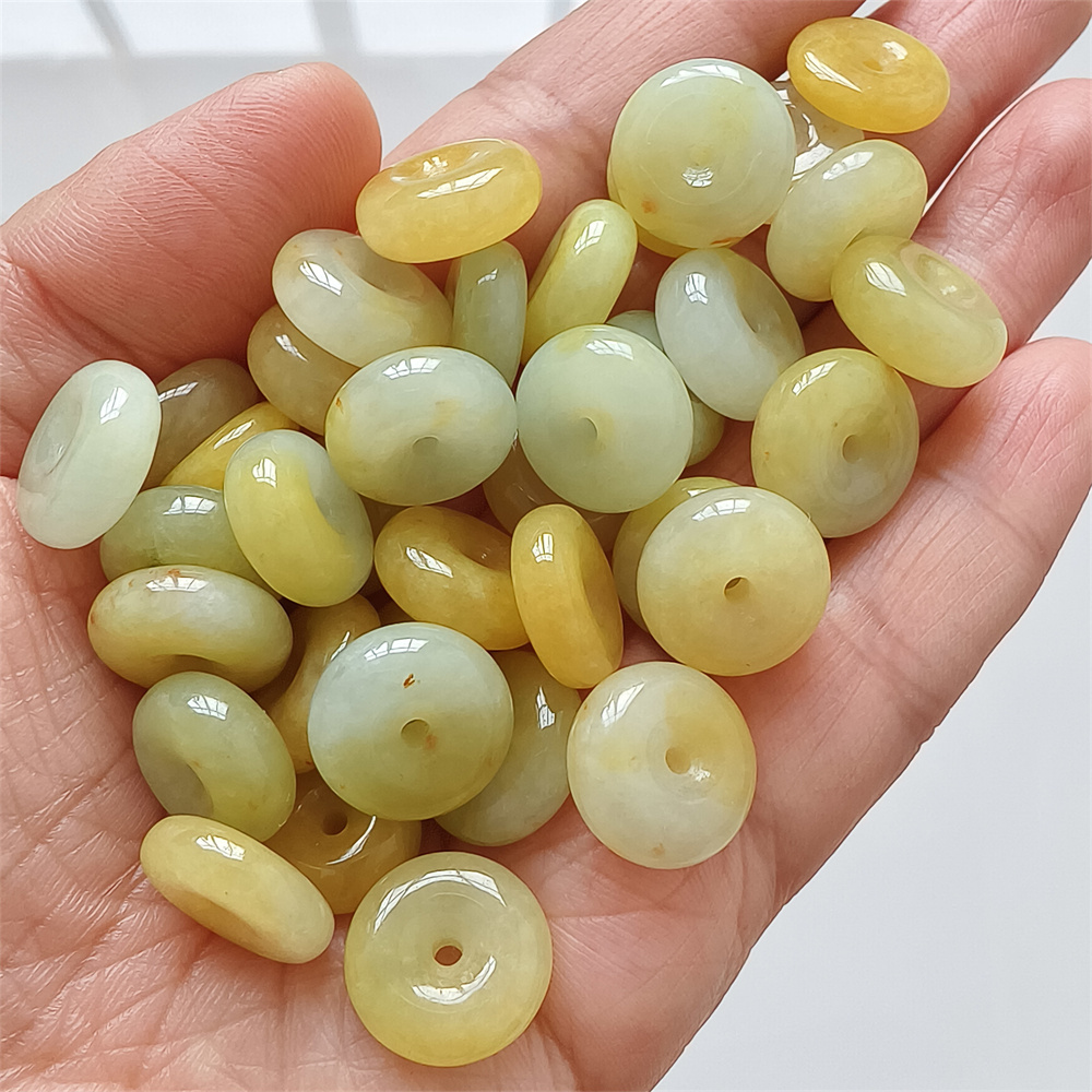 5pcs Natural Certificated Yellow Color Heated 13-15mm Safety Buckle Beads,Coin Beads,Spacer Beads,DIY Jewelry Supplies