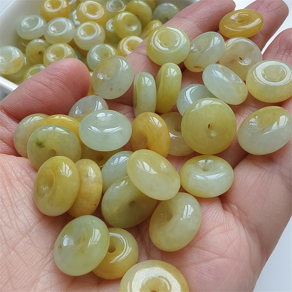 5pcs Natural Certificated Yellow Color Heated 13-15mm Safety Buckle Beads,Coin Beads,Spacer Beads,DIY Jewelry Supplies