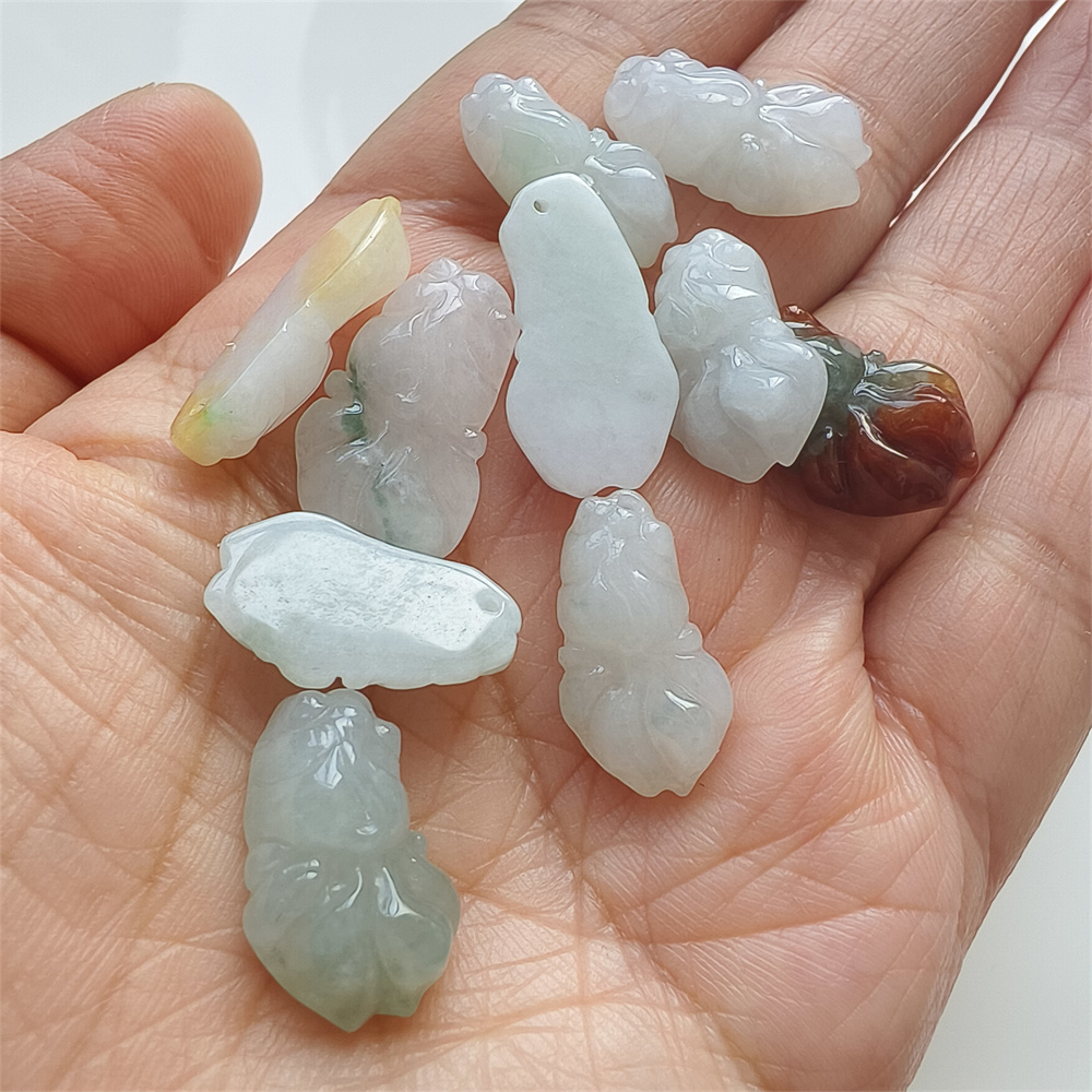 5pcs Natural Certificated Yellow Color Heated 19-23X9-13X4-8mm Gold Fish Pendant,Multi Color Jadeite Pendants