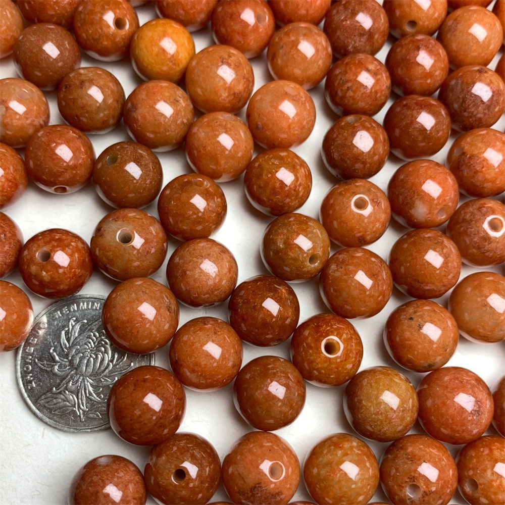 10pcs Natural Red Color Heated 13mm Burmese Jadeite Smooth Round Beads,Burma Jadeite Loose Beads,Myanmar Jadeite Ball Beads,DIY Jewelry Supplies