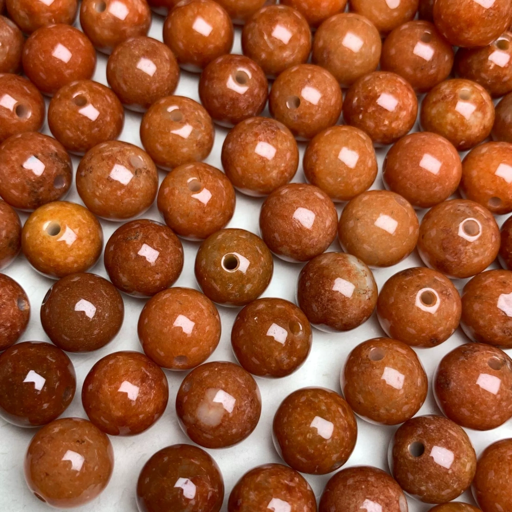 10pcs Natural Red Color Heated 13mm Burmese Jadeite Smooth Round Beads,Burma Jadeite Loose Beads,Myanmar Jadeite Ball Beads,DIY Jewelry Supplies