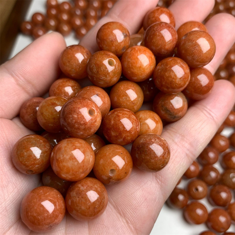 10pcs Natural Red Color Heated 13mm Burmese Jadeite Smooth Round Beads,Burma Jadeite Loose Beads,Myanmar Jadeite Ball Beads,DIY Jewelry Supplies