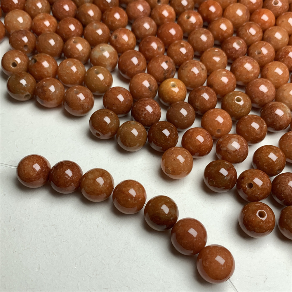 10pcs Natural Red Color Heated 13mm Burmese Jadeite Smooth Round Beads,Burma Jadeite Loose Beads,Myanmar Jadeite Ball Beads,DIY Jewelry Supplies