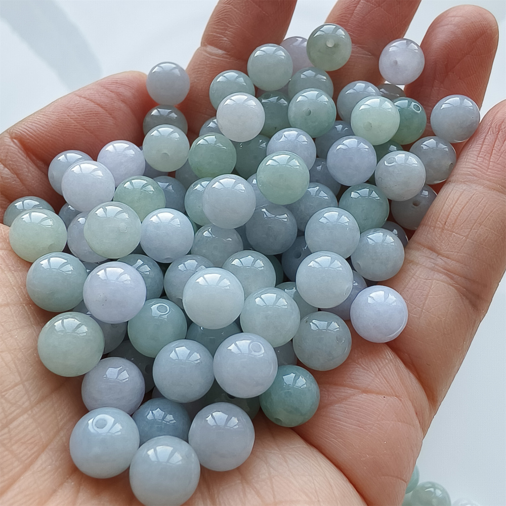 25pcs 8mm Natural Certificated Type A Light Lavender Green Jadeite Smooth Round Beads,Burma Jadeite Loose Ball Beads,DIY Jewelry Supplies