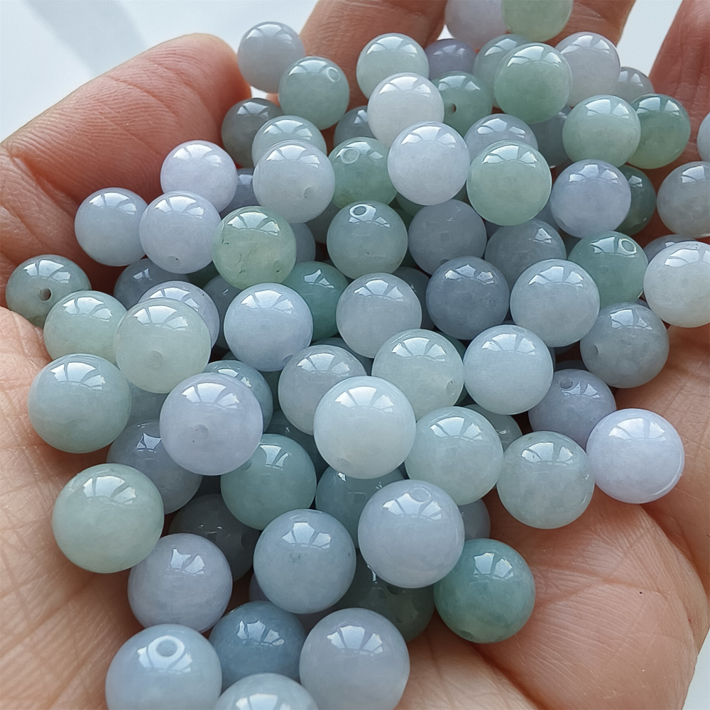 25pcs 8mm Natural Certificated Type A Light Lavender Green Jadeite Smooth Round Beads,Burma Jadeite Loose Ball Beads,DIY Jewelry Supplies