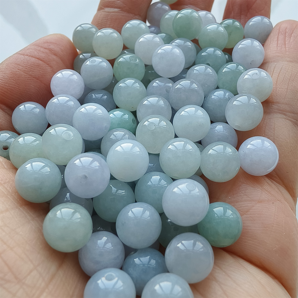 25pcs 8mm Natural Certificated Type A Light Lavender Green Jadeite Smooth Round Beads,Burma Jadeite Loose Ball Beads,DIY Jewelry Supplies