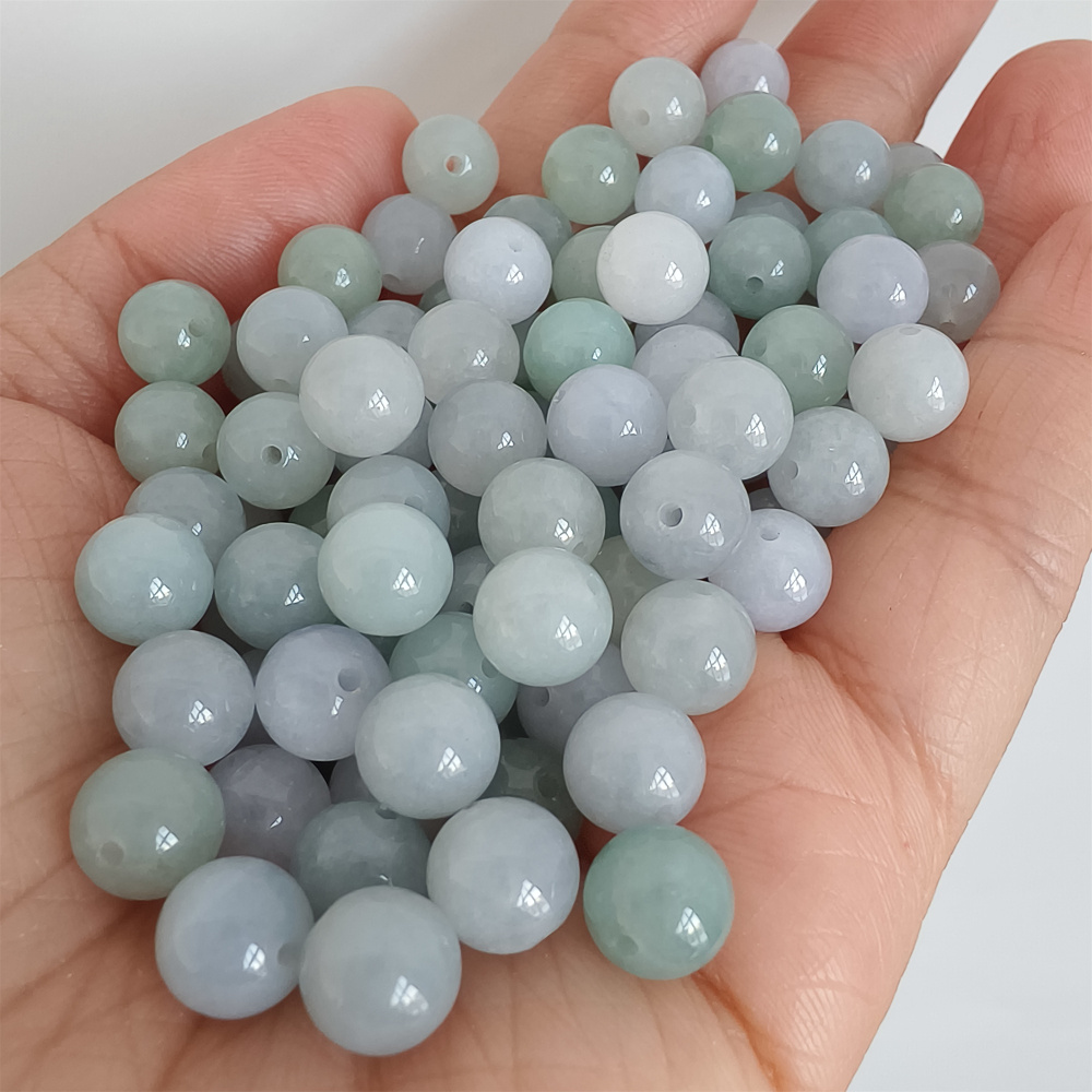 25pcs 8mm Natural Certificated Type A Light Lavender Green Jadeite Smooth Round Beads,Burma Jadeite Loose Ball Beads,DIY Jewelry Supplies
