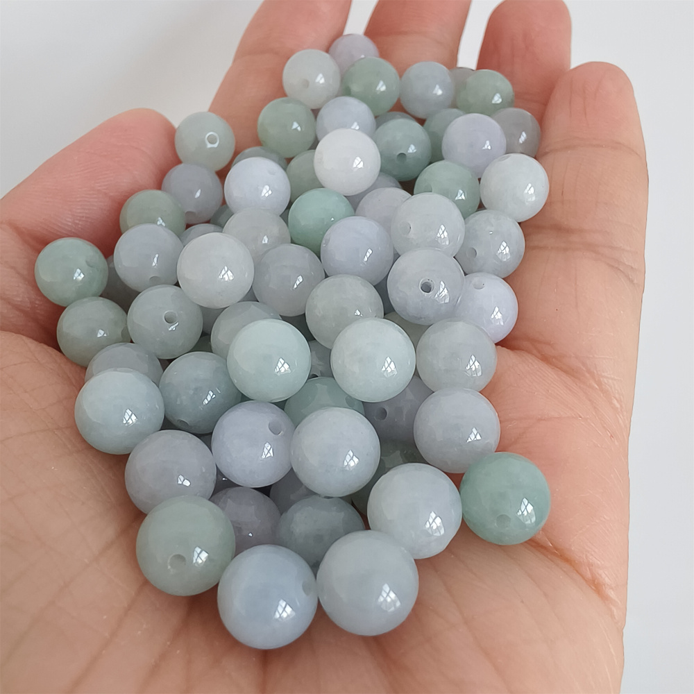 25pcs 8mm Natural Certificated Type A Light Lavender Green Jadeite Smooth Round Beads,Burma Jadeite Loose Ball Beads,DIY Jewelry Supplies
