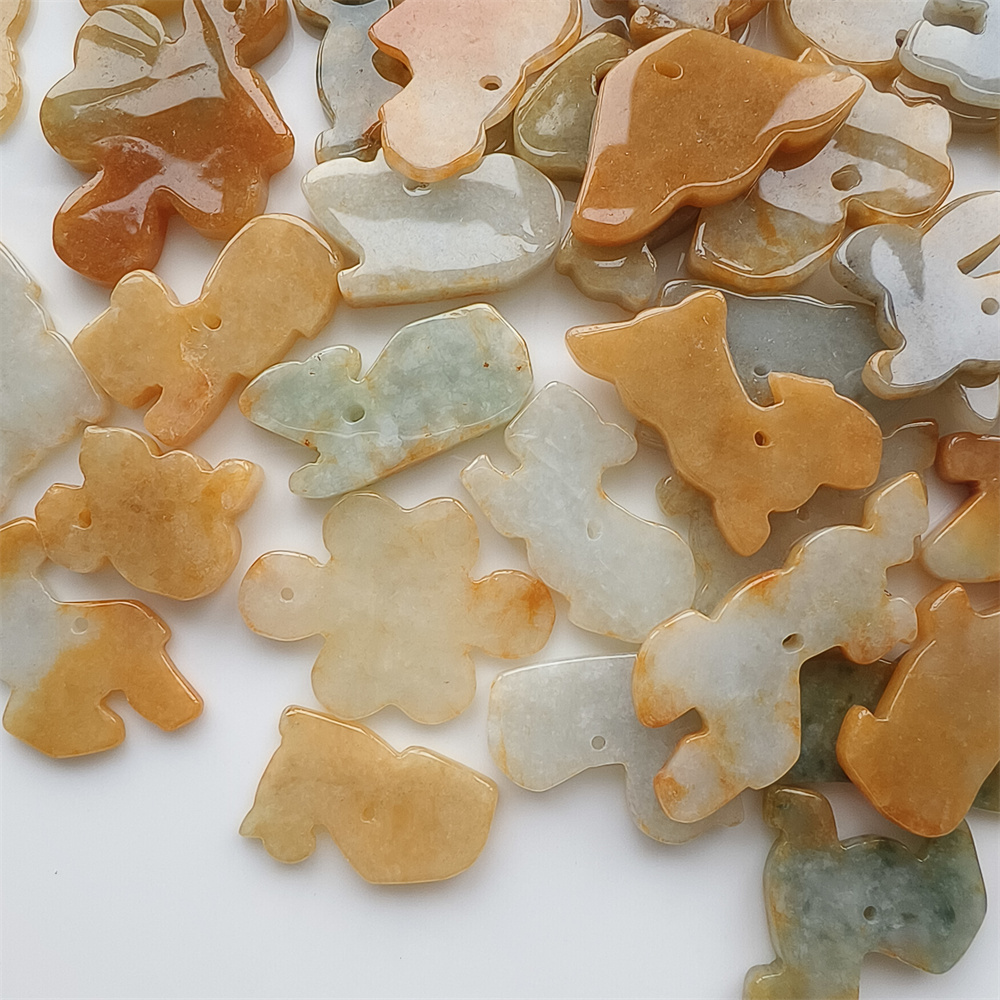 5pcs Natural Yellow Color Heated 27-30X17-22X3mm Burmese Jadeite Zodiac Pendant,Chinese Zodiac Pendant,DIY Jewelry Supplies
