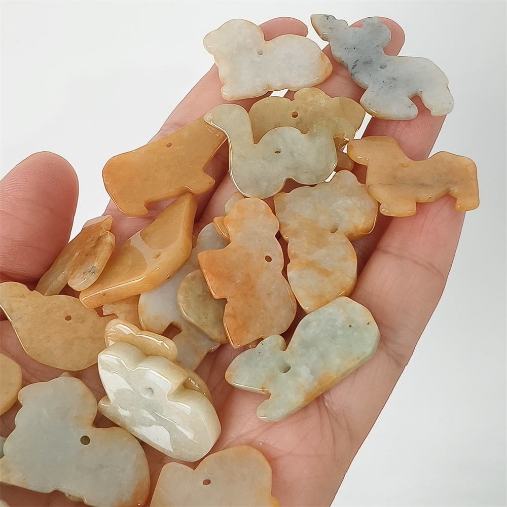 5pcs Natural Yellow Color Heated 27-30X17-22X3mm Burmese Jadeite Zodiac Pendant,Chinese Zodiac Pendant,DIY Jewelry Supplies