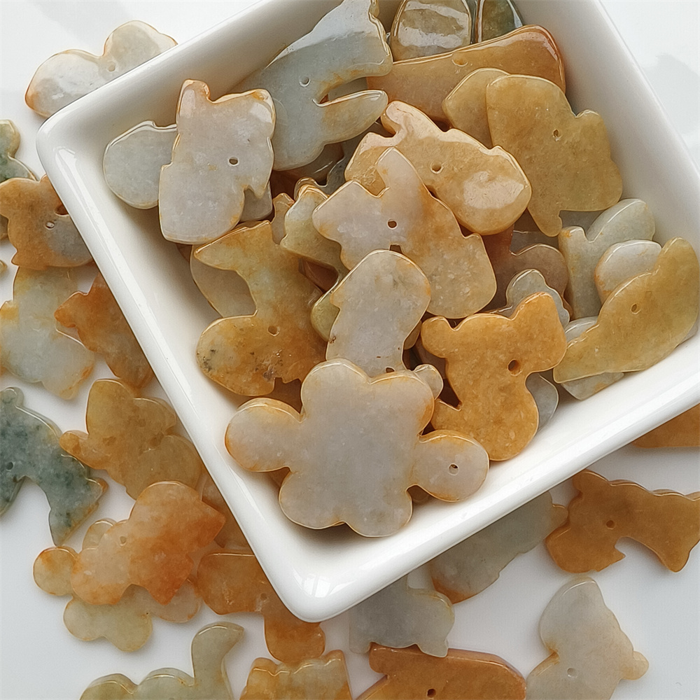 5pcs Natural Yellow Color Heated 27-30X17-22X3mm Burmese Jadeite Zodiac Pendant,Chinese Zodiac Pendant,DIY Jewelry Supplies