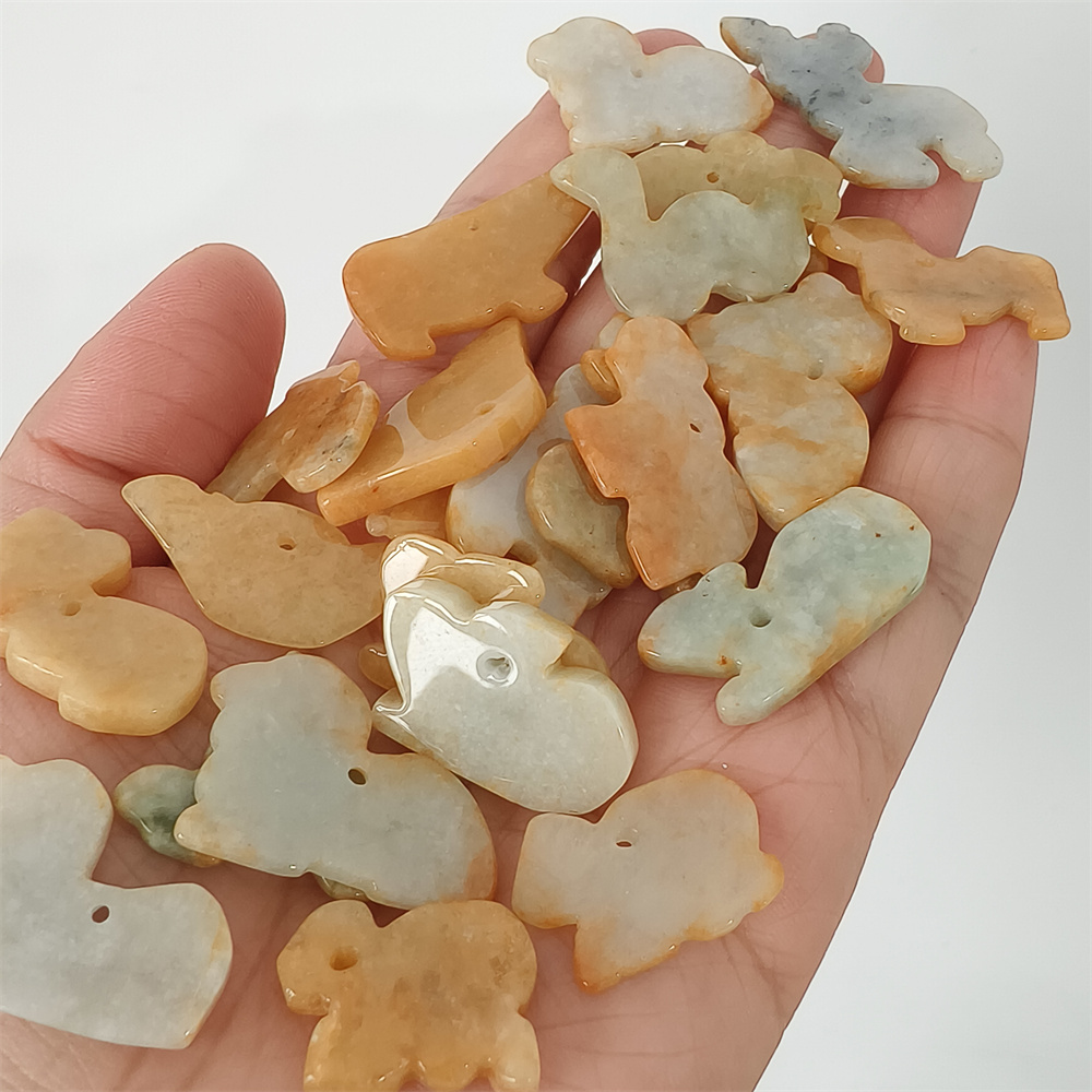 5pcs Natural Yellow Color Heated 27-30X17-22X3mm Burmese Jadeite Zodiac Pendant,Chinese Zodiac Pendant,DIY Jewelry Supplies