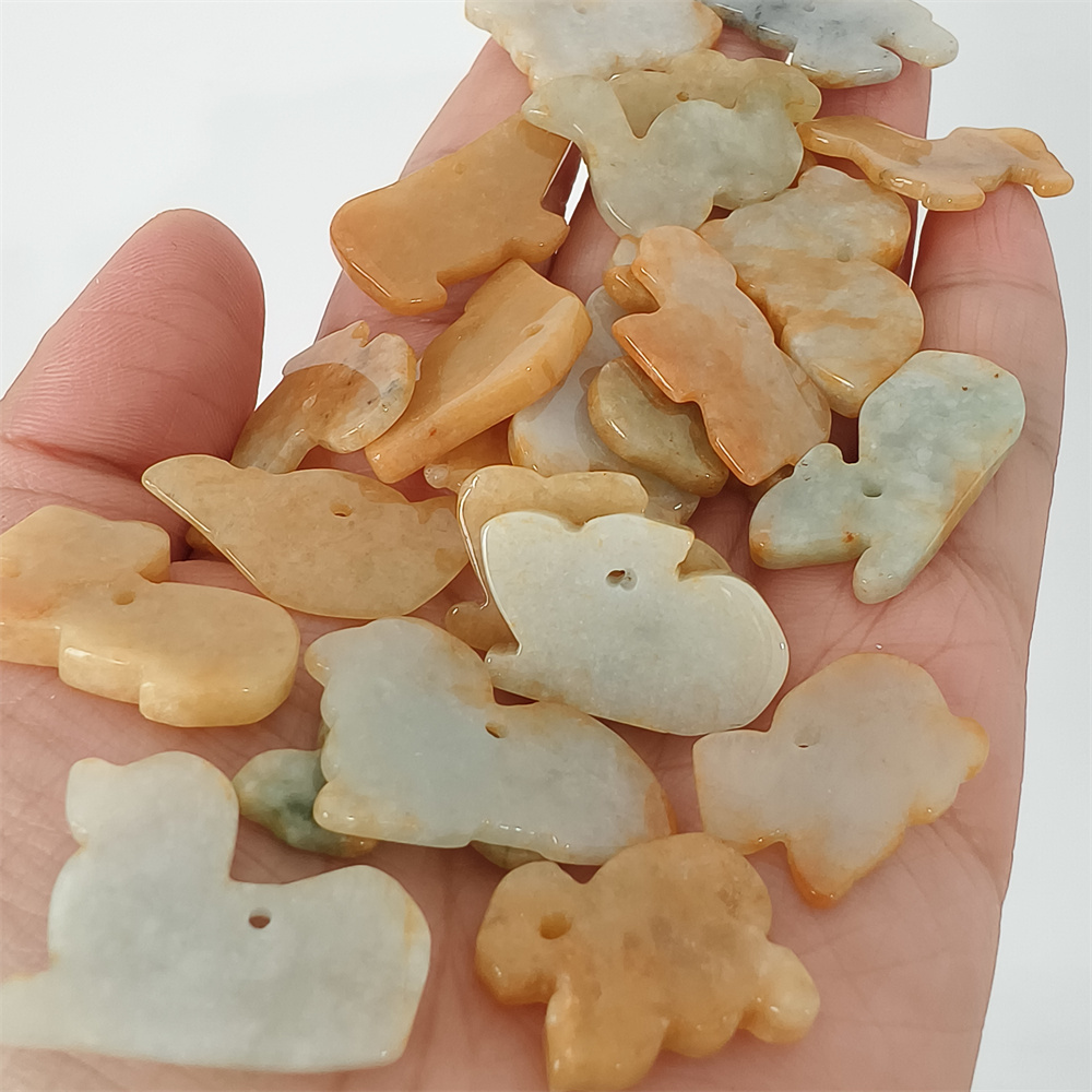 5pcs Natural Yellow Color Heated 27-30X17-22X3mm Burmese Jadeite Zodiac Pendant,Chinese Zodiac Pendant,DIY Jewelry Supplies