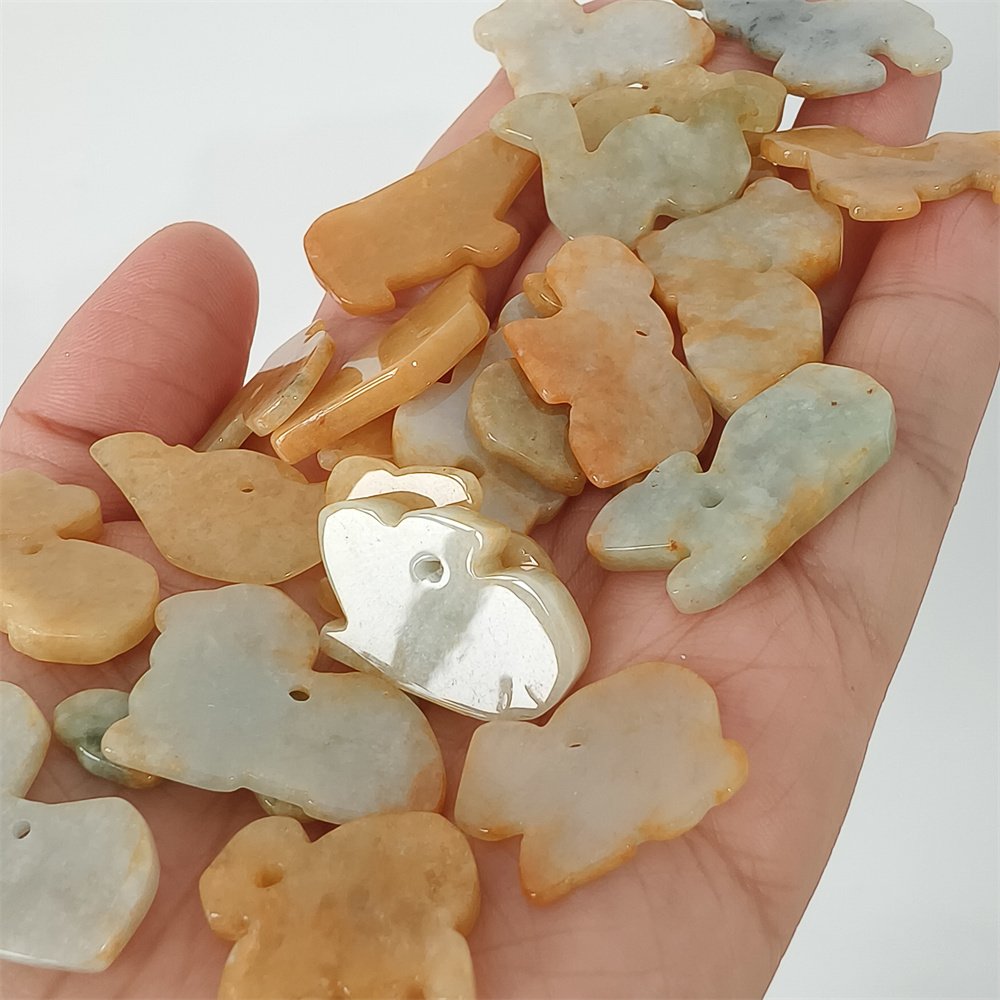 5pcs Natural Yellow Color Heated 27-30X17-22X3mm Burmese Jadeite Zodiac Pendant,Chinese Zodiac Pendant,DIY Jewelry Supplies