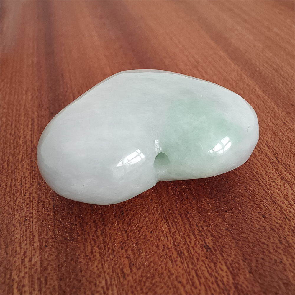 Natural Certificated Type A 27X35X13mm Green White Burmese Jadeite Heart Beads,Go Through Hole Heart Beads,DIY Jewelry Supplies