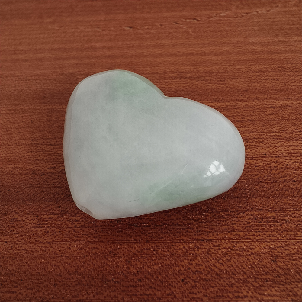 Natural Certificated Type A 27X35X13mm Green White Burmese Jadeite Heart Beads,Go Through Hole Heart Beads,DIY Jewelry Supplies