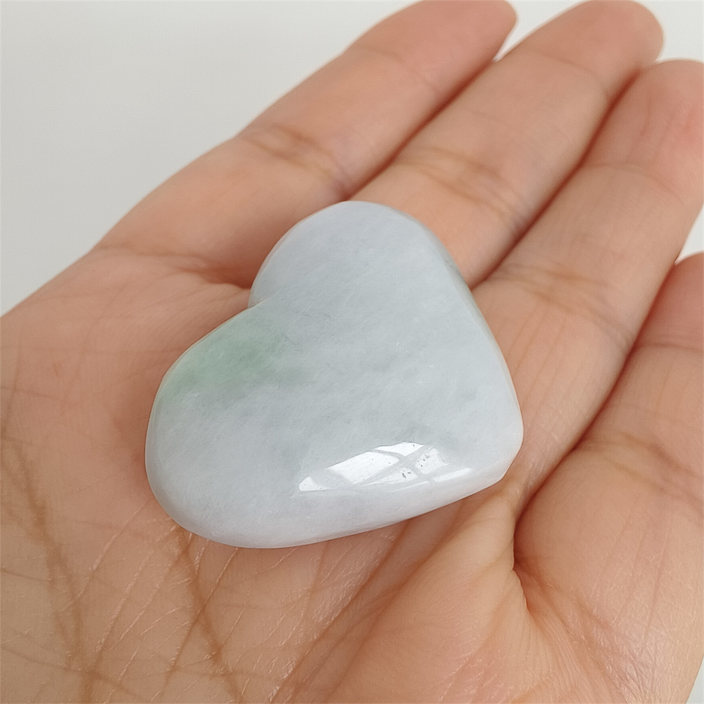 Natural Certificated Type A 27X35X13mm Green White Burmese Jadeite Heart Beads,Go Through Hole Heart Beads,DIY Jewelry Supplies