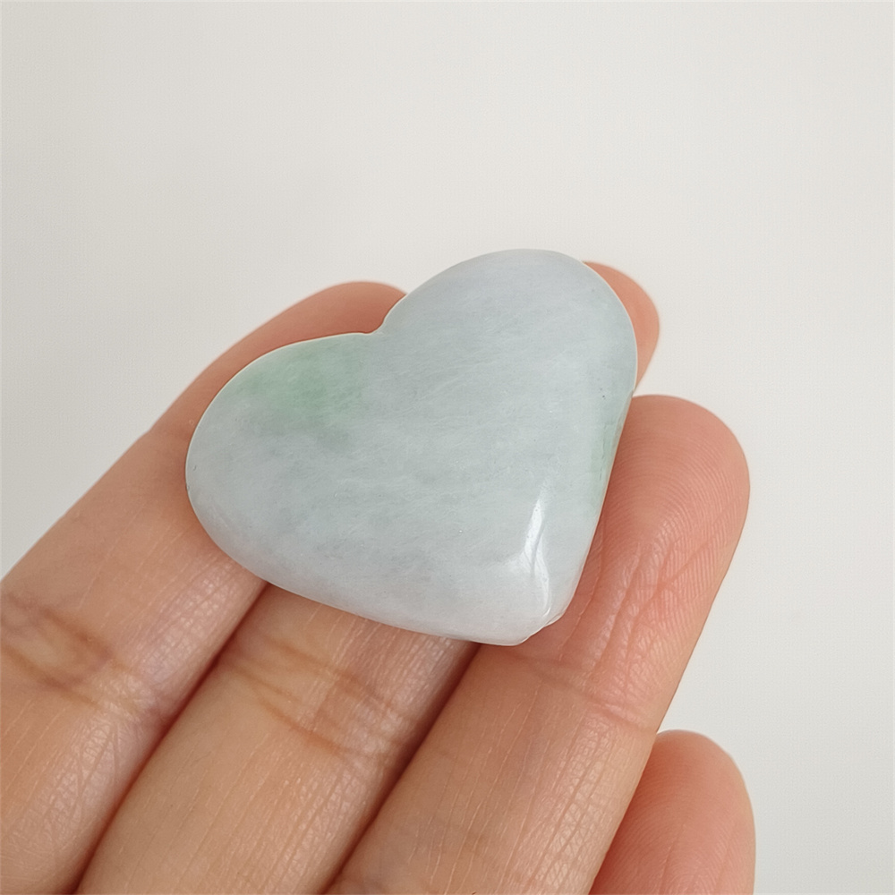 Natural Certificated Type A 27X35X13mm Green White Burmese Jadeite Heart Beads,Go Through Hole Heart Beads,DIY Jewelry Supplies