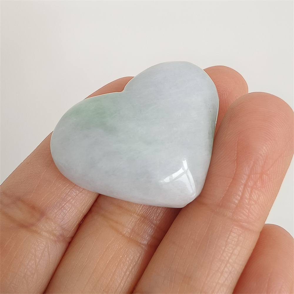 Natural Certificated Type A 27X35X13mm Green White Burmese Jadeite Heart Beads,Go Through Hole Heart Beads,DIY Jewelry Supplies