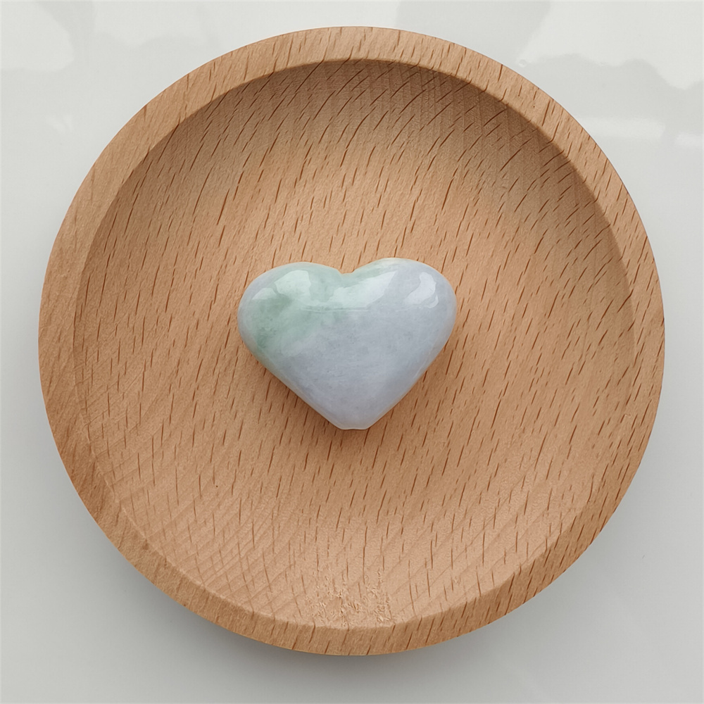 Natural Certificated Type A 27X35X13mm Green White Burmese Jadeite Heart Beads,Go Through Hole Heart Beads,DIY Jewelry Supplies