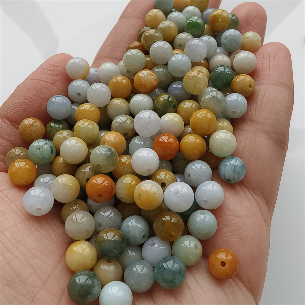 30pcs Natural Yellow Color Heated 7mm Burmese Jadeite Smooth Round Beads,Burma Jadeite Loose Beads,Myanmar Jadeite Ball Beads,DIY Jewelry Supplies
