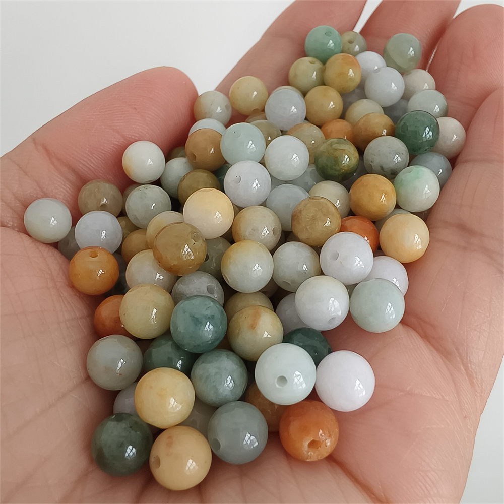 30pcs Natural Yellow Color Heated 7mm Burmese Jadeite Smooth Round Beads,Burma Jadeite Loose Beads,Myanmar Jadeite Ball Beads,DIY Jewelry Supplies