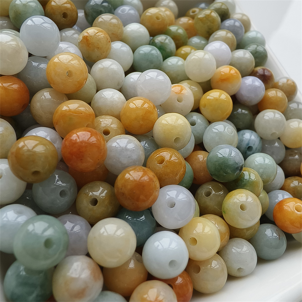 30pcs Natural Yellow Color Heated 7mm Burmese Jadeite Smooth Round Beads,Burma Jadeite Loose Beads,Myanmar Jadeite Ball Beads,DIY Jewelry Supplies