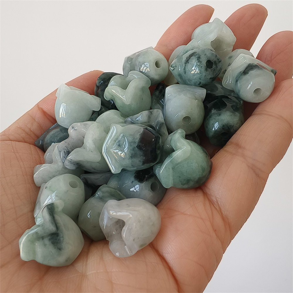 5pcs Natural Type A 13-15X12-13mm Untreated Icy Waxy Green White Watery Burma Jadeite Lily of the valley Pendant,Flower Charms,DIY Jewelry Supplies
