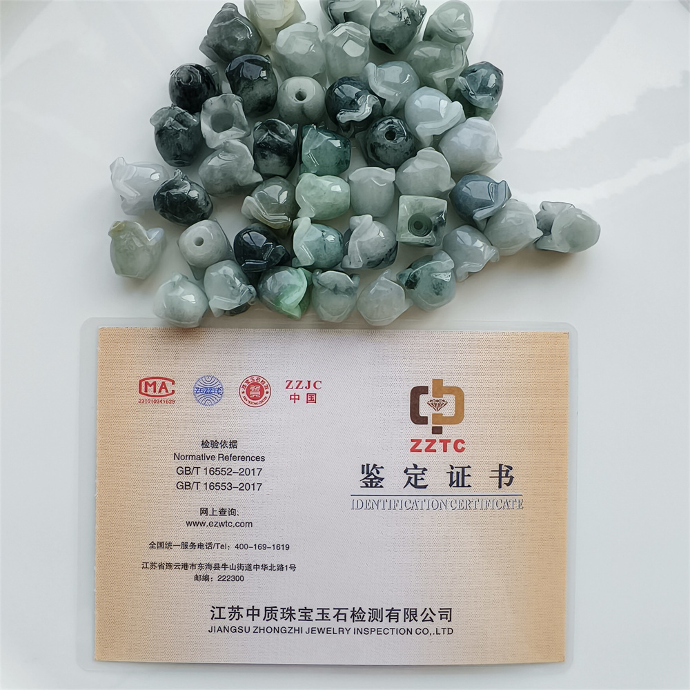 5pcs Natural Type A 13-15X12-13mm Untreated Icy Waxy Green White Watery Burma Jadeite Lily of the valley Pendant,Flower Charms,DIY Jewelry Supplies