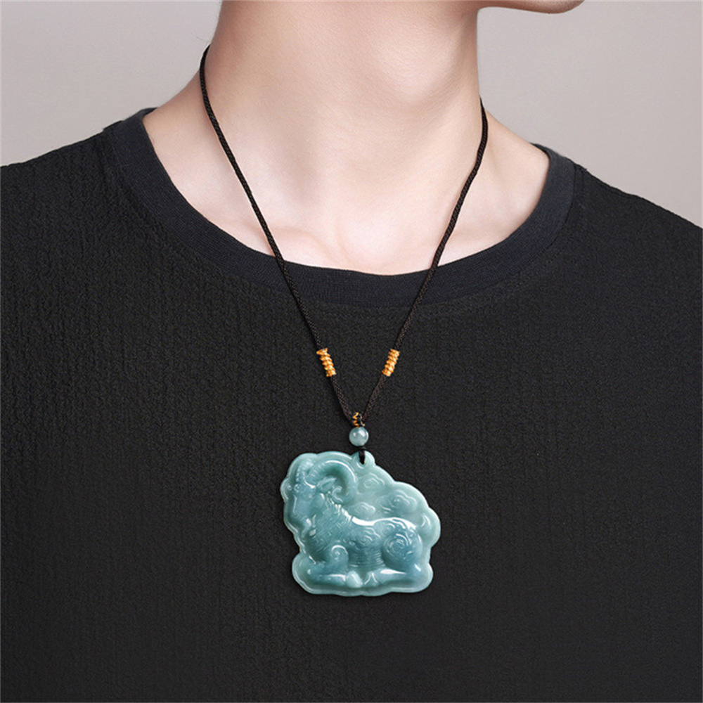 Natural Certificated Type A 47.5X53X5mm Untreated Icy Waxy Blue Watery Guatemalan Jadeite Sheep Pendant,Chinese Zodiac Pendant,DIY Jewelry Supplies