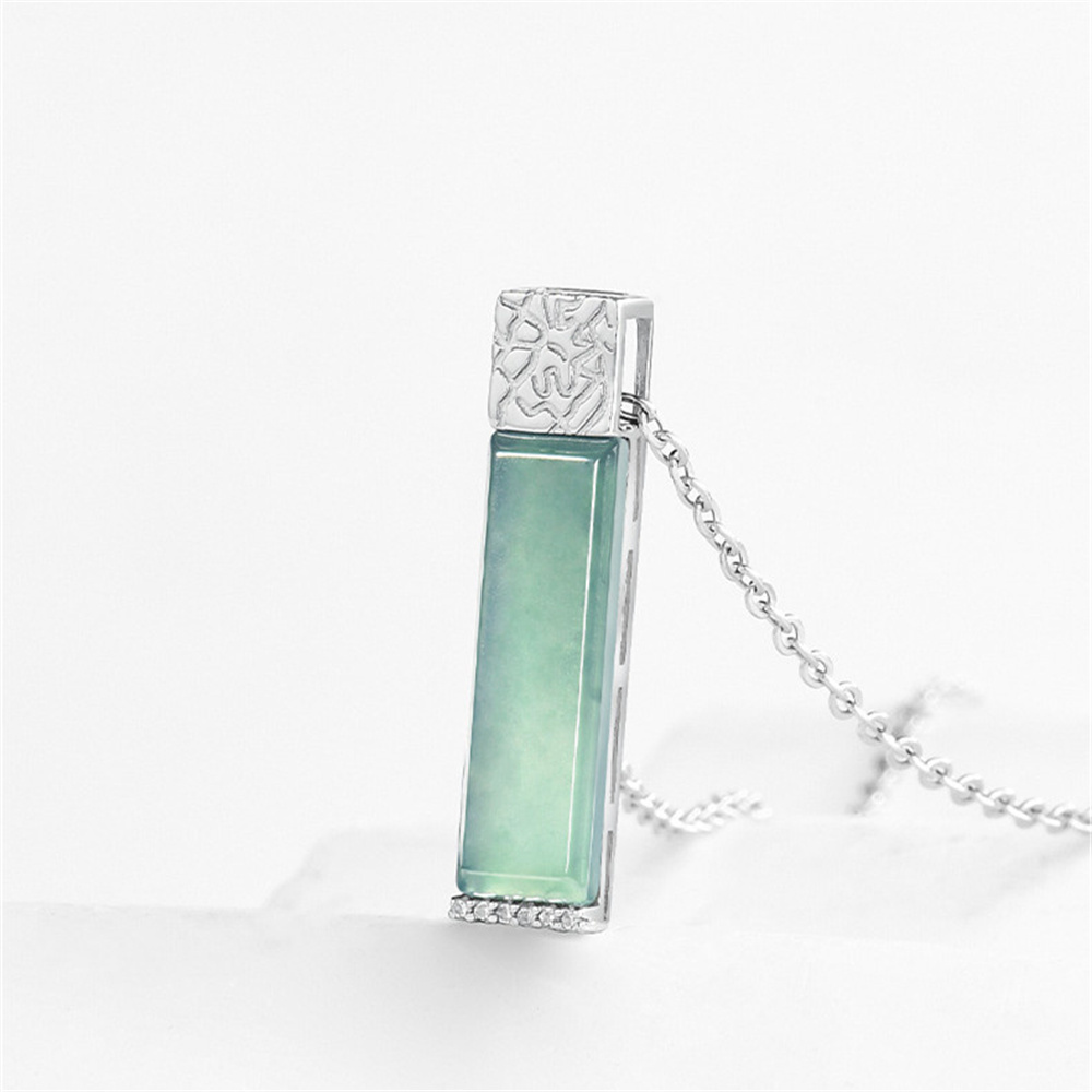 Natural Certificated Type A 28X6X4mm Untreated Icy Waxy Blue Watery Guatemalan Jadeite Rectangle Pendant ,平安无事 Pendant,DIY Jewelry Supplies