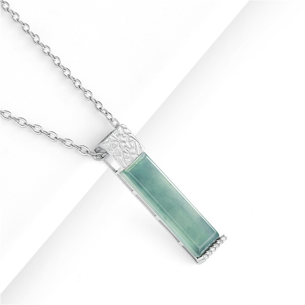 Natural Certificated Type A 28X6X4mm Untreated Icy Waxy Blue Watery Guatemalan Jadeite Rectangle Pendant ,平安无事 Pendant,DIY Jewelry Supplies